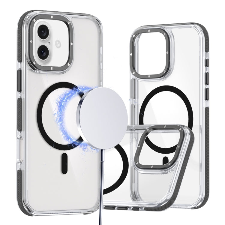 For iPhone 16 Dual-Color Clear Acrylic Hybrid TPU MagSafe Phone Case(Black) - iPhone 16 Cases by buy2fix | Online Shopping UK | buy2fix