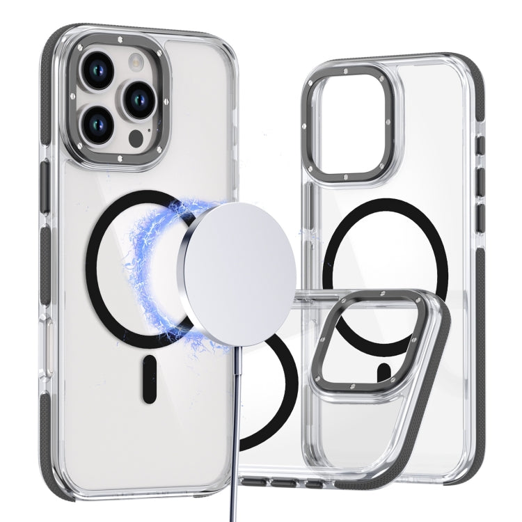 For iPhone 16 Pro Dual-Color Clear Acrylic Hybrid TPU MagSafe Phone Case(Black) - iPhone 16 Pro Cases by buy2fix | Online Shopping UK | buy2fix