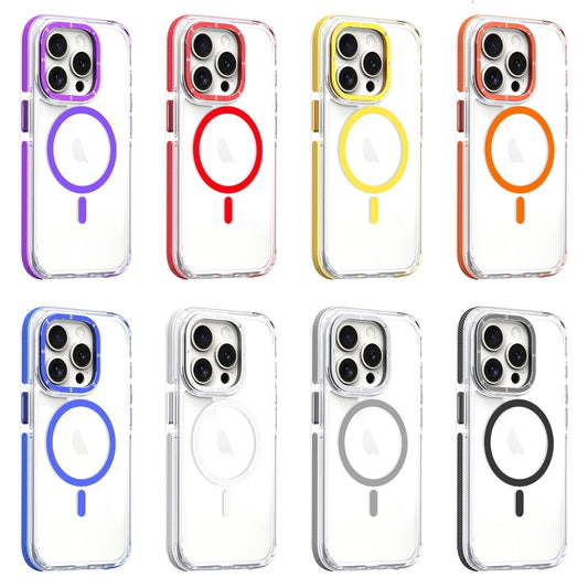 For iPhone 15 Dual-Color Clear Acrylic Hybrid TPU MagSafe Phone Case(Grey) by buy2fix