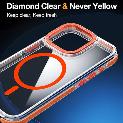 For iPhone 14 Plus Dual-Color Clear Acrylic Hybrid TPU MagSafe Phone Case(Orange) - iPhone 14 Plus Cases by buy2fix | Online Shopping UK | buy2fix