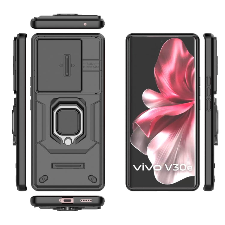 For vivo V30e 5G Global Sliding Camshield TPU + PC Shockproof Phone Case with Holder(Black) - vivo Cases by buy2fix | Online Shopping UK | buy2fix