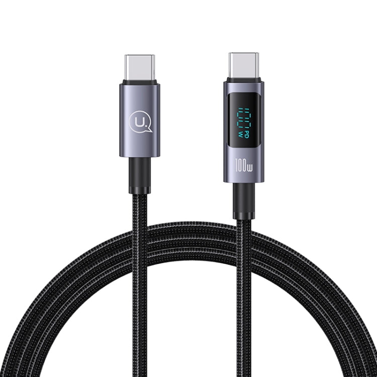 USAMS US-SJ671 Type-C To Type-C 100W Fast Charge Digital Display Data Cable, Length: 1.2m(Black) - USB-C & Type-C Cable by USAMS | Online Shopping UK | buy2fix