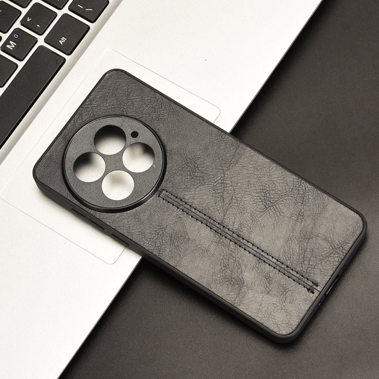 For OnePlus 13 Cow Pattern Sewing Back Cover Phone Case(Black) by buy2fix