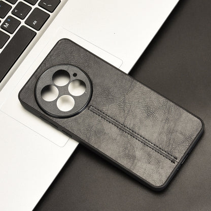 For OnePlus 13 Cow Pattern Sewing Back Cover Phone Case(Black) by buy2fix