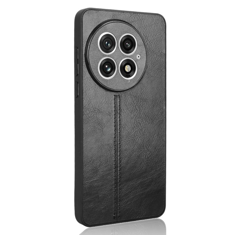 For OnePlus 13 Cow Pattern Sewing Back Cover Phone Case(Black) by buy2fix