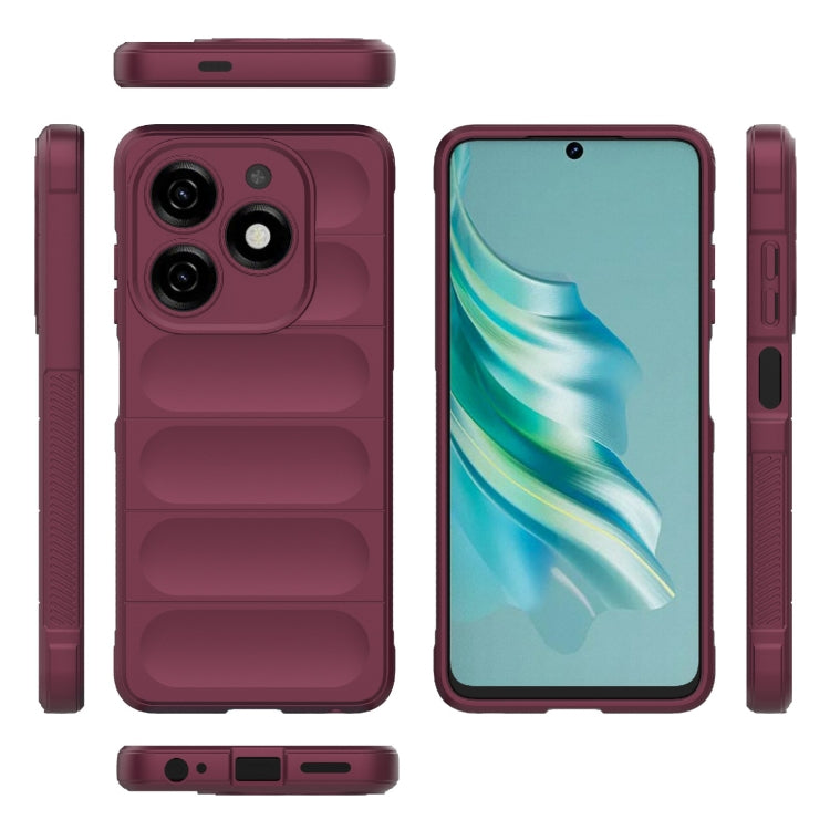 For Tecno Spark 20 Magic Shield TPU + Flannel Phone Case(Wine Red) by buy2fix