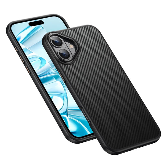 For iPhone 16 Kevlar Fiber Shockproof MagSafe Phone Case(Black) by buy2fix