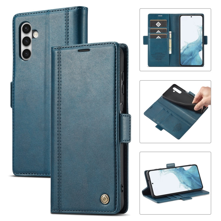 For Samsung Galaxy S24 LC.IMEEKE Skin-friendly Card Slots Leather Phone Case(Blue) - Galaxy S24 5G Cases by LC.IMEEKE | Online Shopping UK | buy2fix