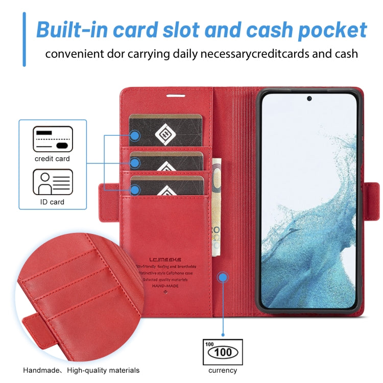 For Samsung Galaxy S24+ LC.IMEEKE Skin-friendly Card Slots Leather Phone Case(Red) - Galaxy S24+ 5G Cases by LC.IMEEKE | Online Shopping UK | buy2fix