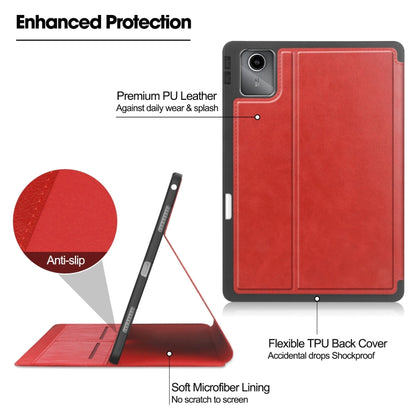 For Lenovo Tab M11/ Xiaoxin Pad 11 2024 Ultimate Pure Color Leather Smart Tablet Case(Red) - Lenovo by buy2fix | Online Shopping UK | buy2fix