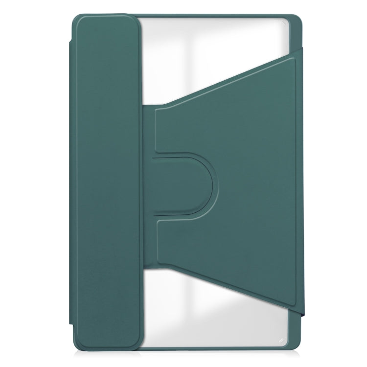 For Lenovo Tab M11/Xiaoxin Pad 11 2024 360 Rotation Transparent Smart Leather Case(Dark Green) - Lenovo by buy2fix | Online Shopping UK | buy2fix