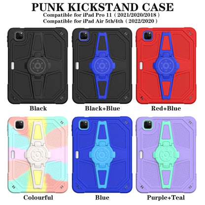 For iPad Air 2022 10.9 / Pro 11 2022 Punk Stand PC Hybrid Silicone Tablet Case with Shoulder Strap(Blue) - iPad Pro 11 (2022/2021) Cases by buy2fix | Online Shopping UK | buy2fix