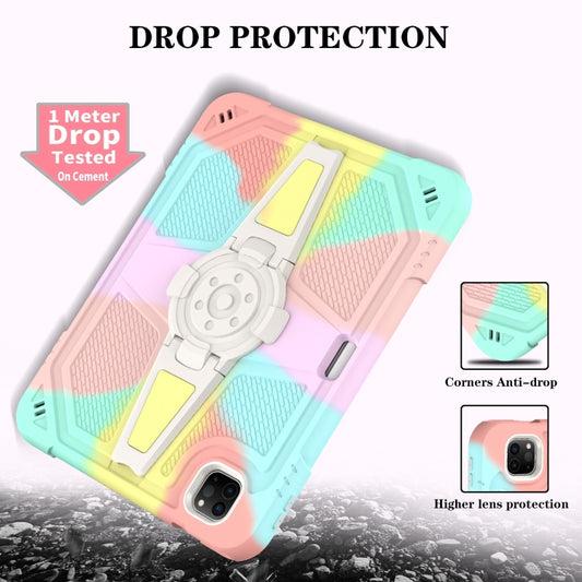 For iPad Air 2022 10.9 / Pro 11 2022 Punk Stand PC Hybrid Silicone Tablet Case with Shoulder Strap(Colorful) - iPad Pro 11 (2022/2021) Cases by buy2fix | Online Shopping UK | buy2fix