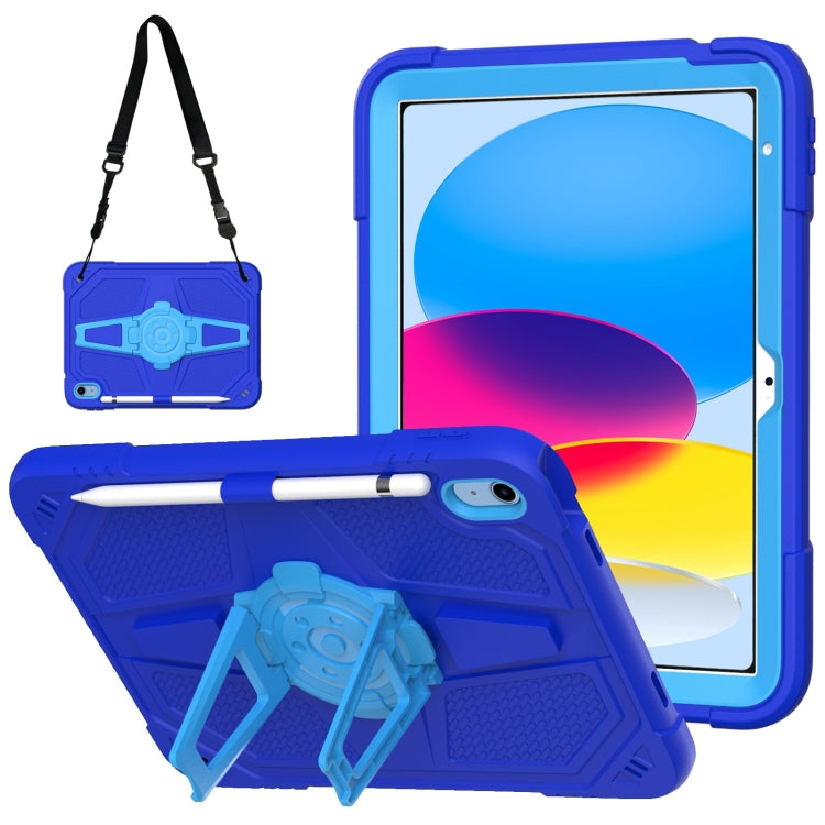 For iPad 2025 / 2022 Punk Stand PC Hybrid Silicone Tablet Case with Shoulder Strap(Blue) - iPad 2025 / 2022 Cases by buy2fix | Online Shopping UK | buy2fix