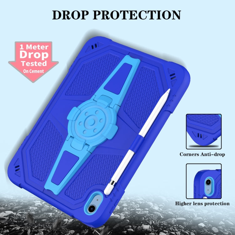 For iPad 2025 / 2022 Punk Stand PC Hybrid Silicone Tablet Case with Shoulder Strap(Blue) - iPad 2025 / 2022 Cases by buy2fix | Online Shopping UK | buy2fix
