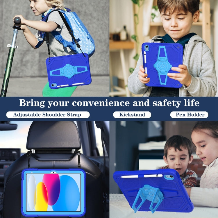 For iPad 2025 / 2022 Punk Stand PC Hybrid Silicone Tablet Case with Shoulder Strap(Blue) - iPad 2025 / 2022 Cases by buy2fix | Online Shopping UK | buy2fix