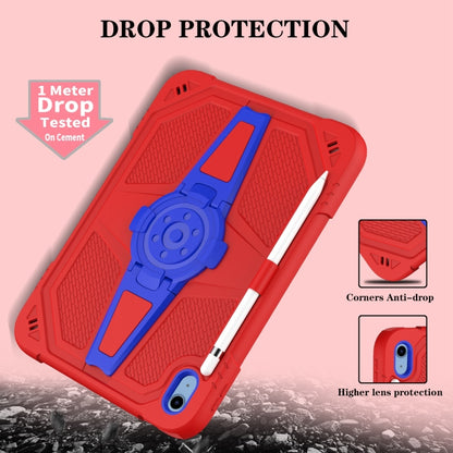 For iPad 2025 / 2022 Punk Stand PC Hybrid Silicone Tablet Case with Shoulder Strap(Red Blue) - iPad 2025 / 2022 Cases by buy2fix | Online Shopping UK | buy2fix