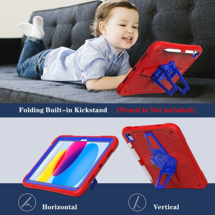 For iPad 2025 / 2022 Punk Stand PC Hybrid Silicone Tablet Case with Shoulder Strap(Red Blue) - iPad 2025 / 2022 Cases by buy2fix | Online Shopping UK | buy2fix