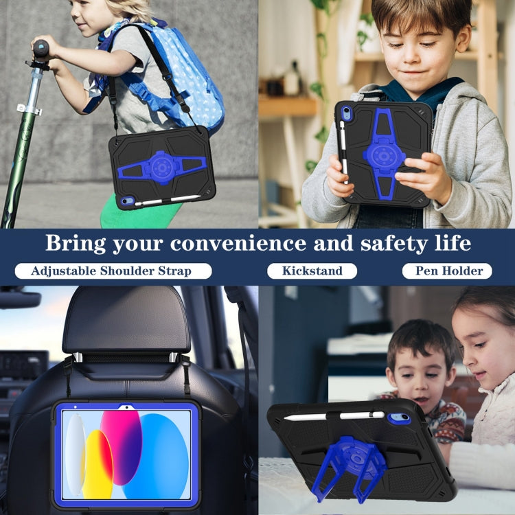 For iPad 2025 / 2022 Punk Stand PC Hybrid Silicone Tablet Case with Shoulder Strap(Black Blue) - iPad 2025 / 2022 Cases by buy2fix | Online Shopping UK | buy2fix