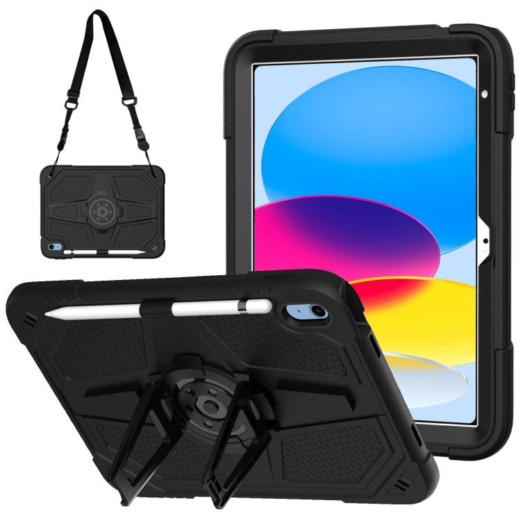 For iPad 2025 / 2022 Punk Stand PC Hybrid Silicone Tablet Case with Shoulder Strap(Black) - iPad 2025 / 2022 Cases by buy2fix | Online Shopping UK | buy2fix