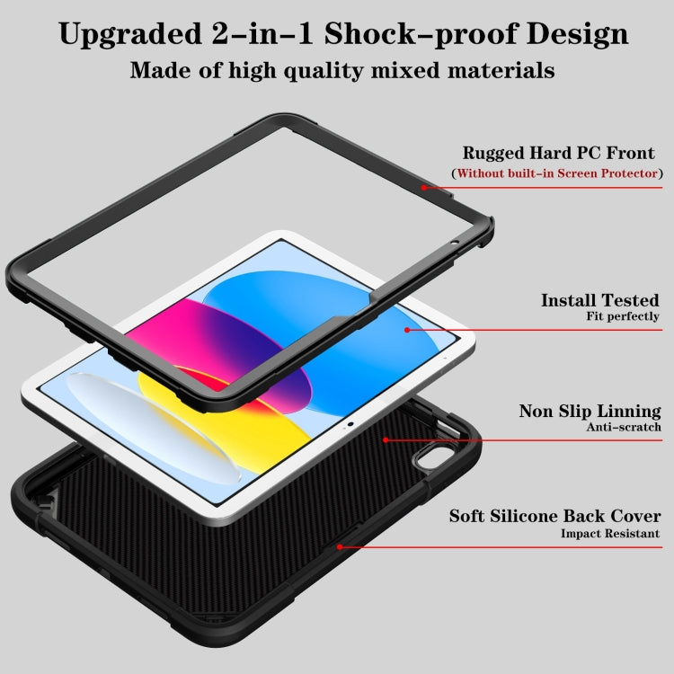 For iPad 2025 / 2022 Punk Stand PC Hybrid Silicone Tablet Case with Shoulder Strap(Black) - iPad 2025 / 2022 Cases by buy2fix | Online Shopping UK | buy2fix