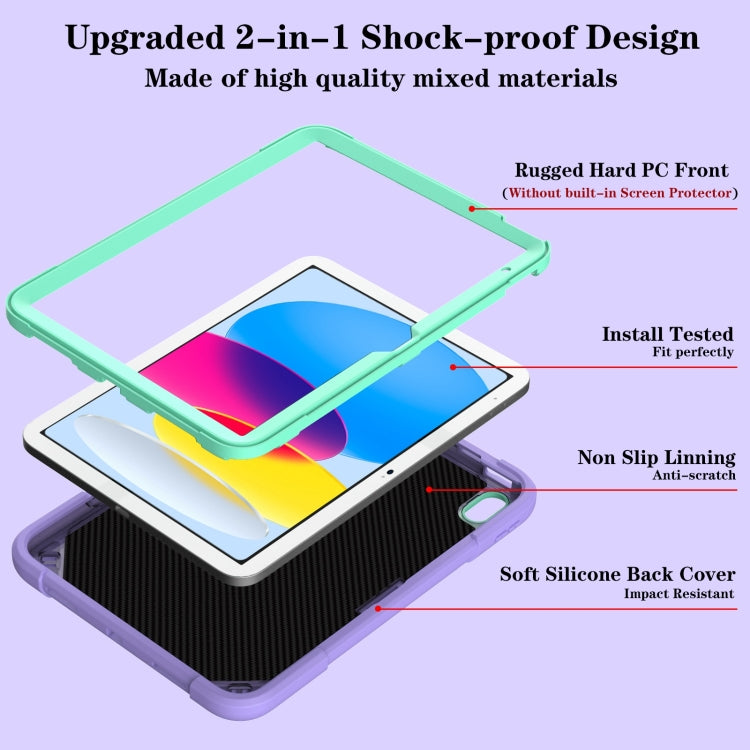 For iPad 2025 / 2022 Punk Stand PC Hybrid Silicone Tablet Case with Shoulder Strap(Purple Teal) - iPad 2025 / 2022 Cases by buy2fix | Online Shopping UK | buy2fix