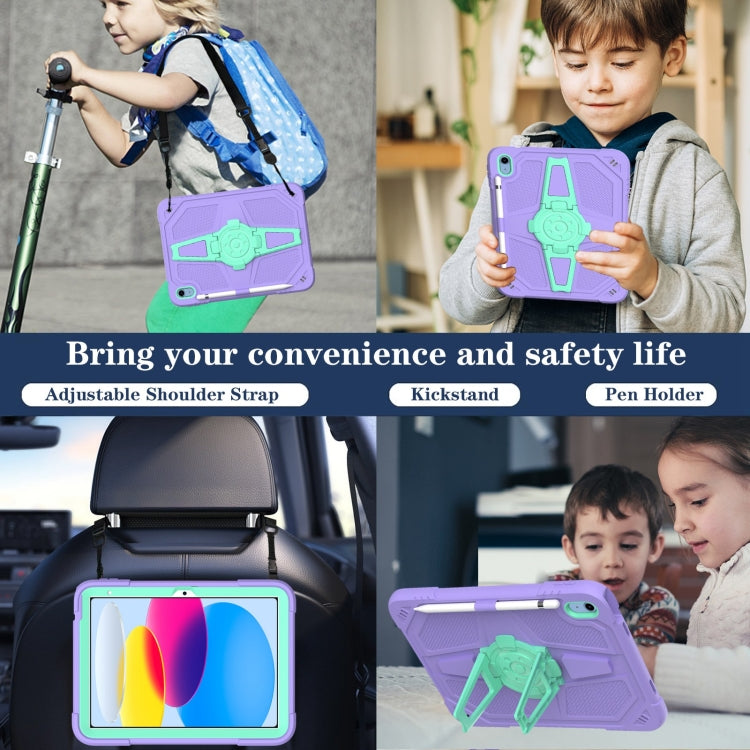 For iPad 2025 / 2022 Punk Stand PC Hybrid Silicone Tablet Case with Shoulder Strap(Purple Teal) - iPad 2025 / 2022 Cases by buy2fix | Online Shopping UK | buy2fix
