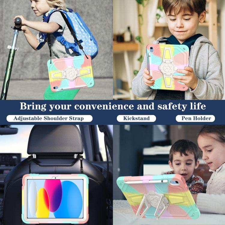 For iPad 2025 / 2022 Punk Stand PC Hybrid Silicone Tablet Case with Shoulder Strap(Colorful) - iPad 2025 / 2022 Cases by buy2fix | Online Shopping UK | buy2fix