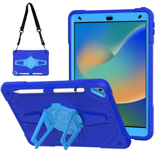 For iPad 10.2 2021 / 2020 / 2019 Punk Stand PC Hybrid Silicone Tablet Case with Shoulder Strap(Blue) - iPad 10.2 Cases by buy2fix | Online Shopping UK | buy2fix