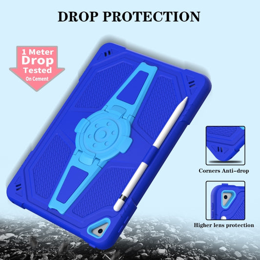 For iPad 10.2 2021 / 2020 / 2019 Punk Stand PC Hybrid Silicone Tablet Case with Shoulder Strap(Blue) - iPad 10.2 Cases by buy2fix | Online Shopping UK | buy2fix