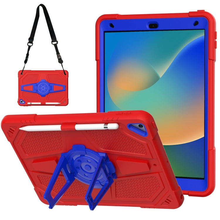 For iPad 10.2 2021 / 2020 / 2019 Punk Stand PC Hybrid Silicone Tablet Case with Shoulder Strap(Red Blue) - iPad 10.2 Cases by buy2fix | Online Shopping UK | buy2fix