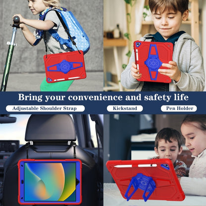 For iPad 10.2 2021 / 2020 / 2019 Punk Stand PC Hybrid Silicone Tablet Case with Shoulder Strap(Red Blue) - iPad 10.2 Cases by buy2fix | Online Shopping UK | buy2fix