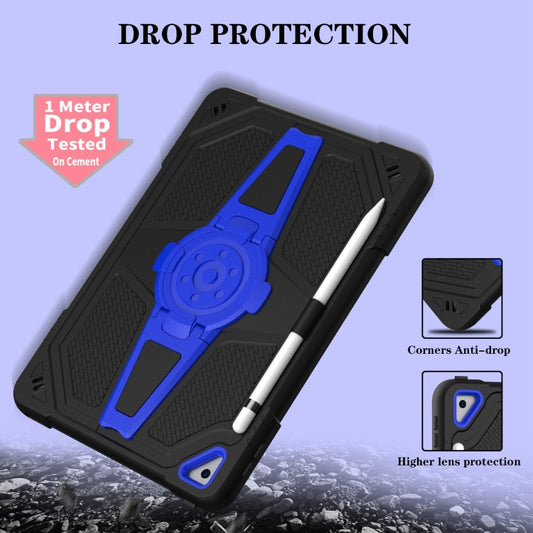 For iPad 10.2 2021 / 2020 / 2019 Punk Stand PC Hybrid Silicone Tablet Case with Shoulder Strap(Black Blue) - iPad 10.2 Cases by buy2fix | Online Shopping UK | buy2fix