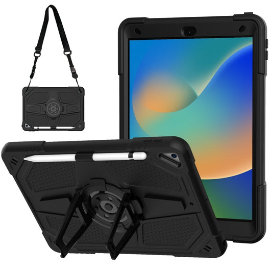 For iPad 10.2 2021 / 2020 / 2019 Punk Stand PC Hybrid Silicone Tablet Case with Shoulder Strap(Black) - iPad 10.2 Cases by buy2fix | Online Shopping UK | buy2fix