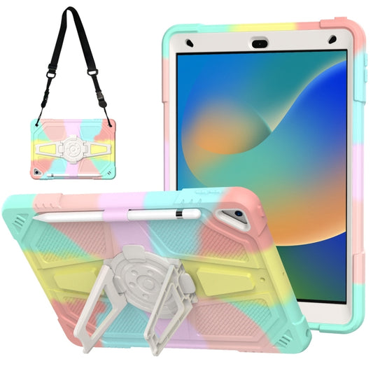 For iPad 10.2 2021 / 2020 / 2019 Punk Stand PC Hybrid Silicone Tablet Case with Shoulder Strap(Colorful) - iPad 10.2 Cases by buy2fix | Online Shopping UK | buy2fix