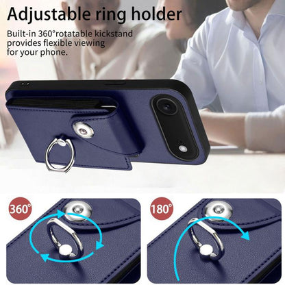 For iPhone Air Organ Card Bag Ring Holder Phone Case with Long Lanyard(Blue) - iPhone Air Cases by buy2fix | Online Shopping UK | buy2fix