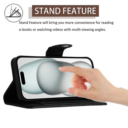 For iPhone SE 2024 Rhombic Texture Flip Leather Phone Case with Lanyard(Black) by buy2fix