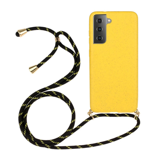 For Samsung Galaxy A05s EU Wheat Straw Material + TPU Phone Case with Lanyard(Yellow)