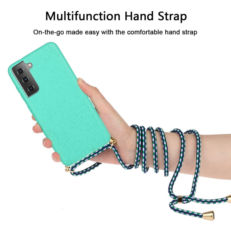 For Samsung Galaxy S24 5G Wheat Straw Material + TPU Phone Case with Lanyard(Green) - Galaxy S24 5G Cases by buy2fix | Online Shopping UK | buy2fix