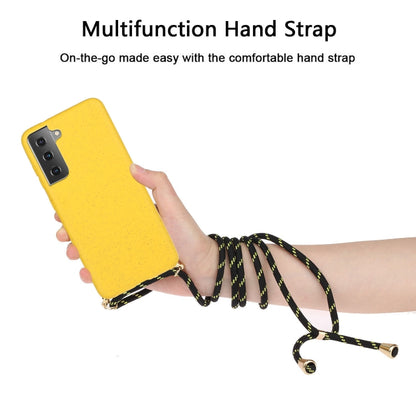 For Samsung Galaxy A35 5G Wheat Straw Material + TPU Phone Case with Lanyard(Yellow) - Galaxy Phone Cases by buy2fix | Online Shopping UK | buy2fix