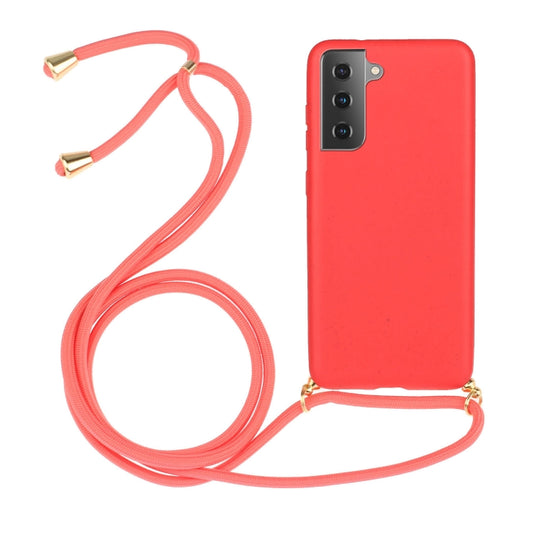 For Samsung Galaxy A55 5G Wheat Straw Material + TPU Phone Case with Lanyard(Red)