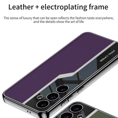 For For Samsung Galaxy S24+ 5G GKK Plating TPU + Leather Supercar Full Coverage Phone Case(Purple) - Galaxy S24+ 5G Cases by GKK | Online Shopping UK | buy2fix