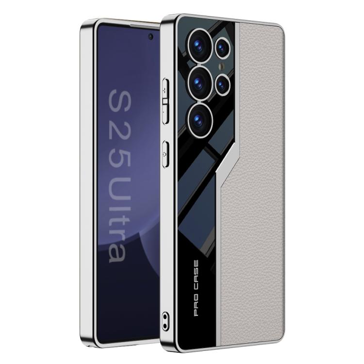 For Samsung Galaxy S25 Ultra 5G GKK Plating TPU + Leather Supercar Full Coverage Phone Case(Grey) - Galaxy S25 Ultra 5G Cases by GKK | Online Shopping UK | buy2fix