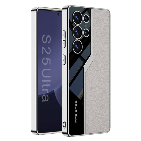 For Samsung Galaxy S25 Ultra 5G GKK Plating TPU + Leather Supercar Full Coverage Phone Case(Grey) - Galaxy S25 Ultra 5G Cases by GKK | Online Shopping UK | buy2fix