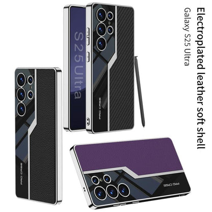 For Samsung Galaxy S25 Ultra 5G GKK Plating TPU + Leather Supercar Full Coverage Phone Case(Grey) - Galaxy S25 Ultra 5G Cases by GKK | Online Shopping UK | buy2fix