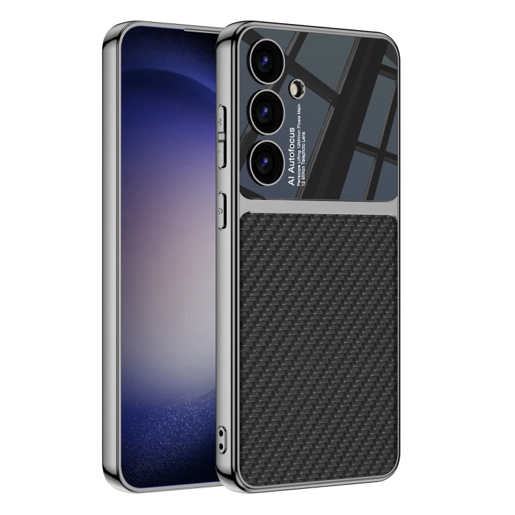 For Samsung Galaxy S24 5G GKK Plating TPU + Leather Full Coverage Phone Case(Carbon Fibre) by GKK