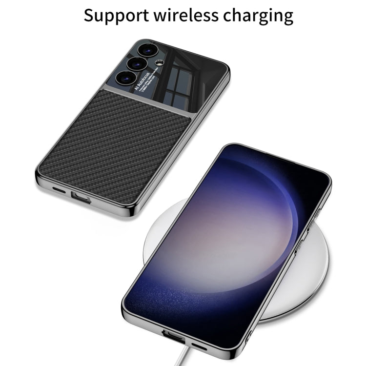 For Samsung Galaxy S24 5G GKK Plating TPU + Leather Full Coverage Phone Case(Carbon Fibre) by GKK