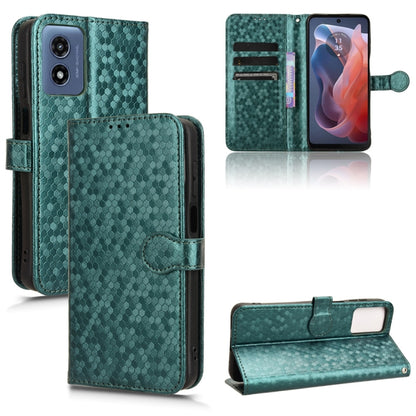 For Motorola Moto G Play 4G 2024 Honeycomb Dot Texture Leather Phone Case(Green) - Motorola Cases by buy2fix | Online Shopping UK | buy2fix