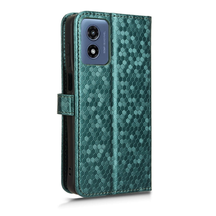 For Motorola Moto G Play 4G 2024 Honeycomb Dot Texture Leather Phone Case(Green) - Motorola Cases by buy2fix | Online Shopping UK | buy2fix