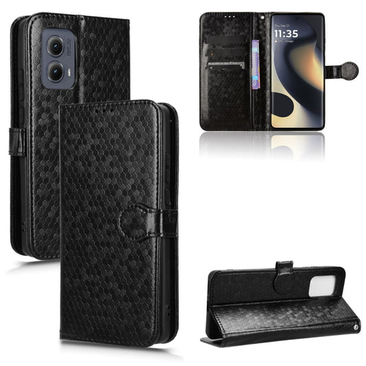 For Motorola Edge 5G 2024 Honeycomb Dot Texture Leather Phone Case(Black) by buy2fix